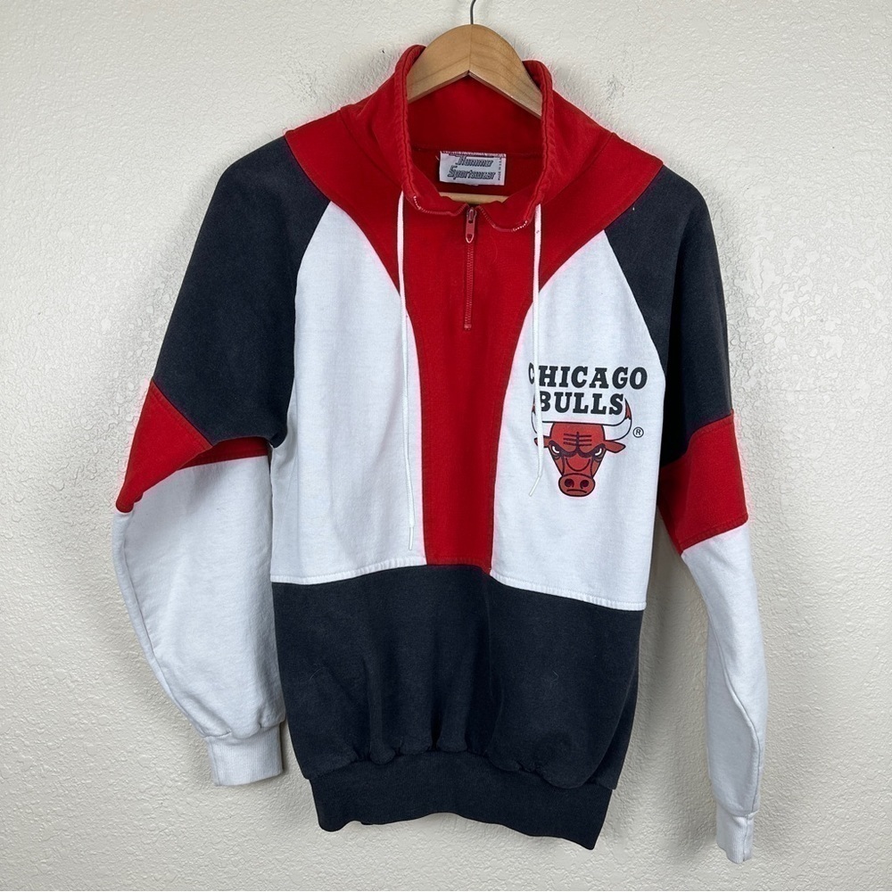 Hummer Sportswear Vintage Chicago Bulls 1/4 Zip Long Sleeve Pullover